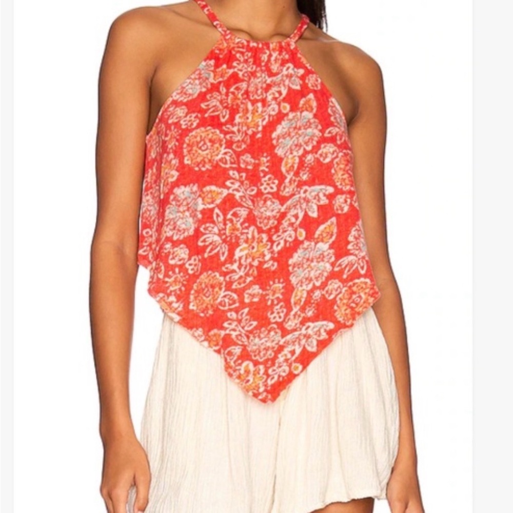 We The Free Red Floral Halter Camisole